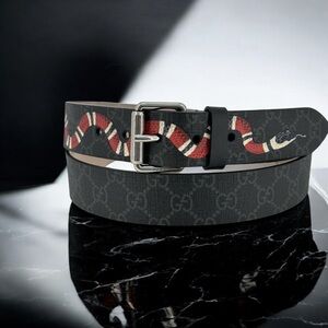 Men’s Gucci Kingsnake Black Supreme Belt 95 IT 38 US w/ Box & Dust Bag